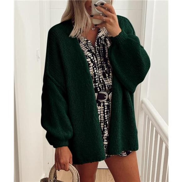 Womens Oversized Cardigan Sweaters Spinach Green - Picture 4 of 6